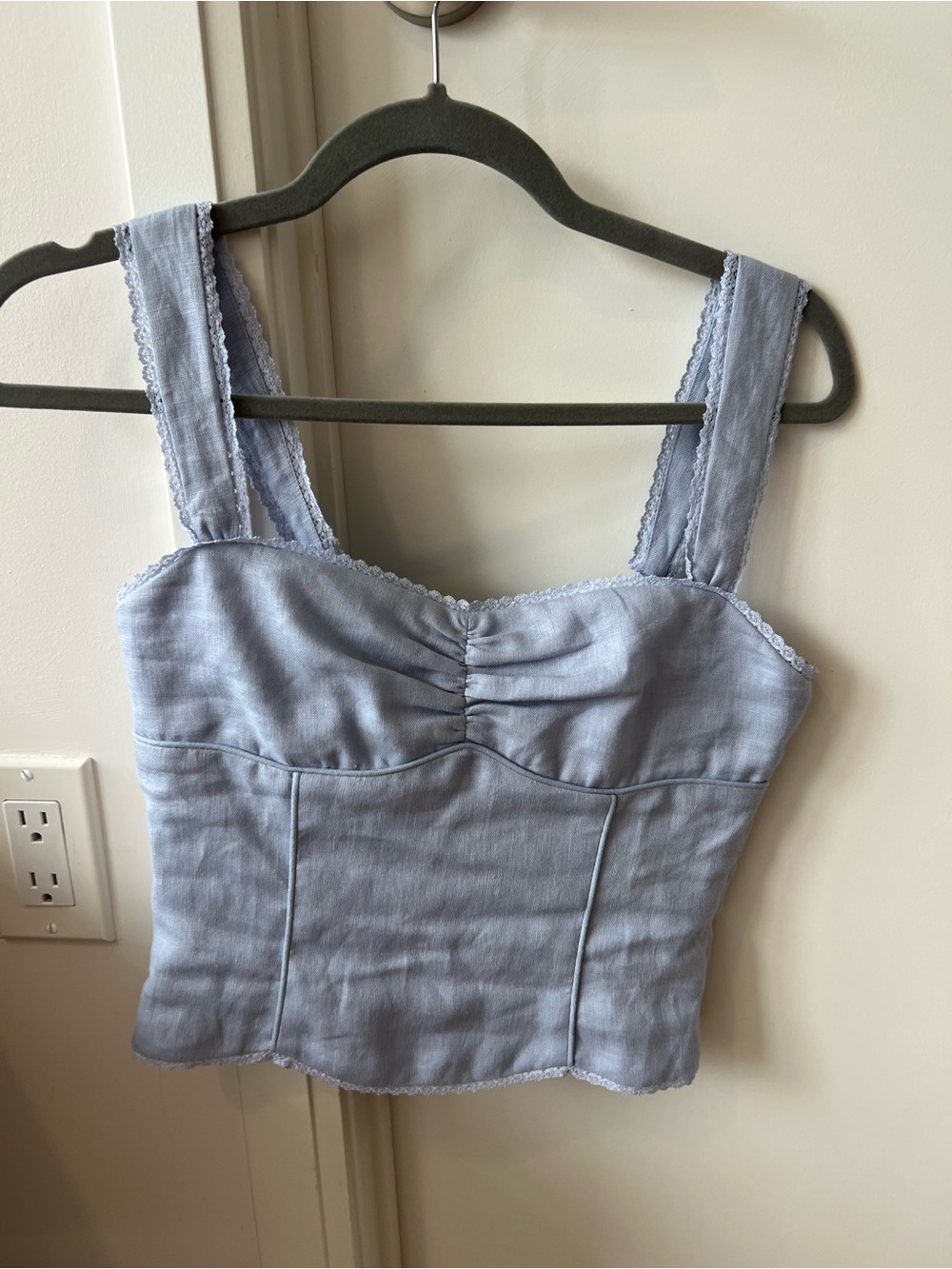 Light Blue Women's reformation Linen-Blend Cami Top